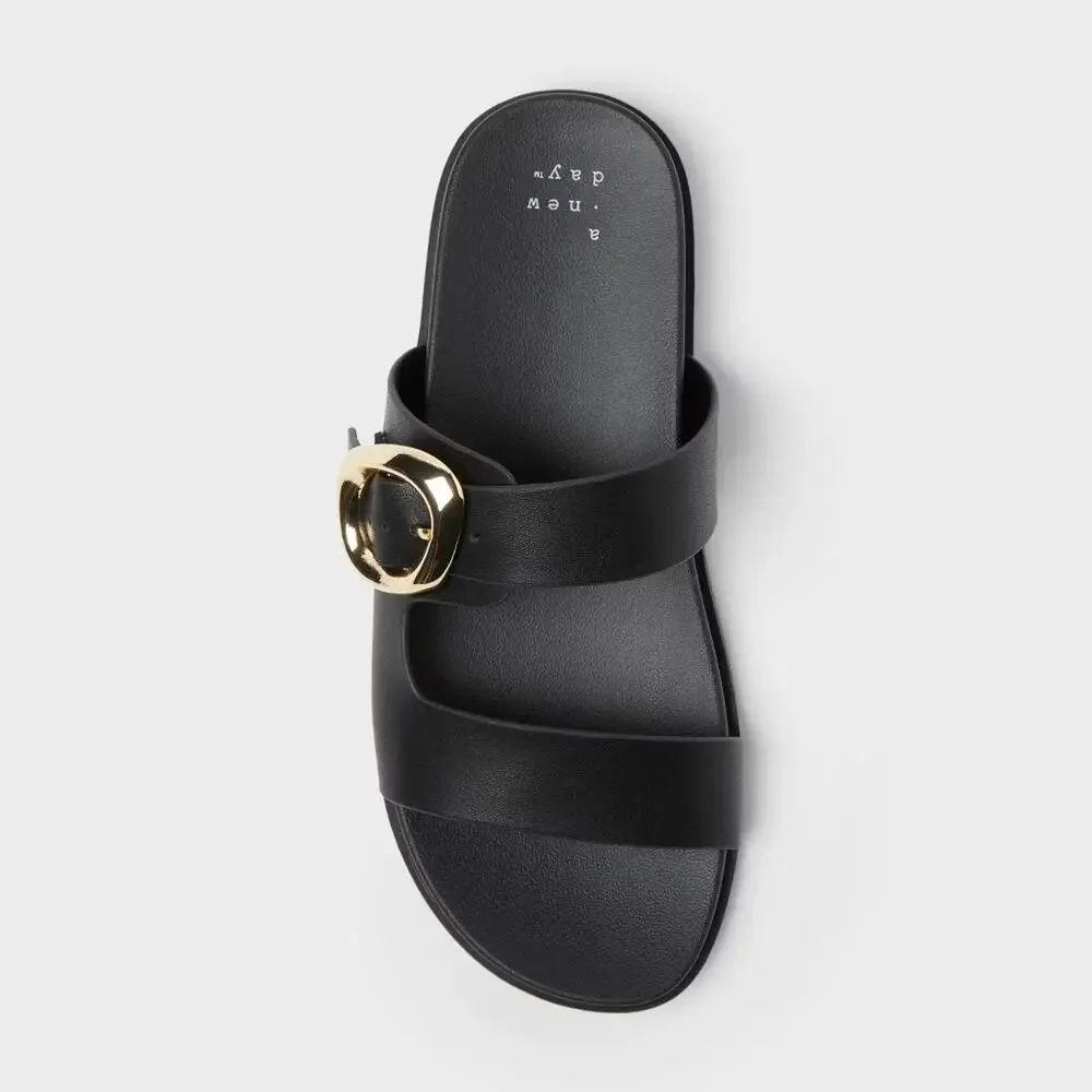 Women's Meg Sandals with Memory Foam Insole - A New Day - Black